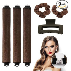TAIHOBO 9 Pieces Heatless Curlers, Overnight Heatless Curls Set, Velvet Hair Curlers, No Heat, Gentle Heatless Curler with Hair Clips and Hairband, for DIY