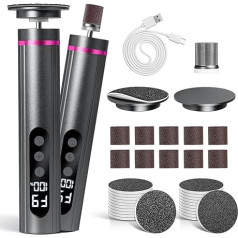 Ranrose Elektrische Fußfeile - 2-в-1 Professioneller 9-Gang-elektrischer Fußschleifer für Füße mit 20 Schleifpapierscheiben und 1 Nagelschleifer für Männer und Frauen, Füße, abgestorbene trockene
