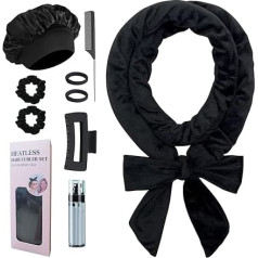 Повязка на голову для завивки волос без нагрева, No Heat Curlers Overnight Heatless Curlers Headband for Women, Black