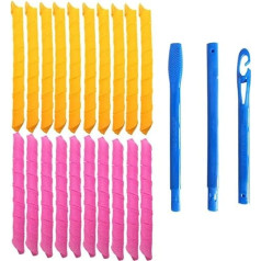 Набор из 40 волшебных бигуди для волос со спиральными локонами, без бигуди и 3 крючков для укладки длинных волос, большинство типов причесок 