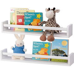 Детский настенный книжный шкаф, 60 см, белая настенная полка, детская комната, комплект из 2, плавающие полки из массива сосны для детской ком