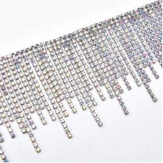 Niiyyjj 9,1 м длинное ожерелье из кисточек со стразами, бахрома для свадебного платья, украшение, стразы, AB, 9,1 м
