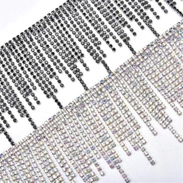 Niiyyjj 9,1 м длинное ожерелье из кисточек со стразами, бахрома для свадебного платья, украшение, стразы, AB, 9,1 м