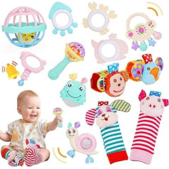 Tsokize Baby Toy 0 3 6 9 месяцев, 14 Pieces Погремушки Teether Set Baby Toy от 0 3 6 9 месяцев Baby Gift Boy Girl Montessori Toy от 0-12 месяцев Newborn Gifts Baby Birth