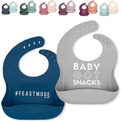 Набор силиконовых нагрудников Ava + Oliver - регулируемый непромокаемый - комплект из 2 штук (темно-серый)