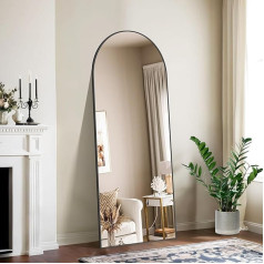 NIMURY Bogen Зеркало во всю длину, 165 x 60 см стоячее зеркало с черной алюминиевой рамой, большое настенное зеркало, напольное зеркало для спальни, 