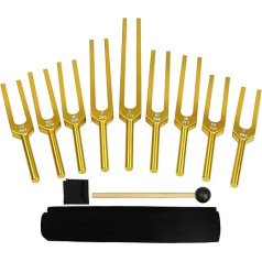 Solfeggio Stimmgabel Set für Heilung, 9pcs Frequenzen 174Hz bis 963Hz Heilung Set mit Hammer und Aufbewahrungstasche, Heilklingel für Meditation Stressabbau, Hörtests, Klangtherapie, Musikinstrument
