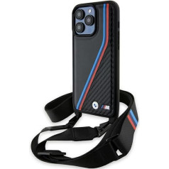 CG Mobile BMW BMHCP15L23PSVTK чехол для iPhone 15 Pro 6,1 дюйма черный жесткий корпус M Edition карбон триколор линии и ремешок
