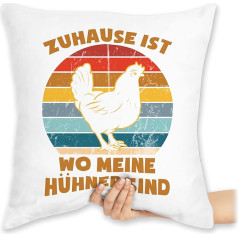 Декоративная подушка Shirtracer 40 x 40 см - Подушка с надписью - Zuhause ist wo Meine Hühner sind - 40 x 40 см - Белый - Поговорки Говорящая курица Фермеры С Новым годо