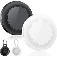Air Tags, Artikelsucher, kompatibel mit Apple, wo ist App (nur iOS), Artikelfinder für Schlüssel, Gepäck, Koffer, Geldbörse, IP67 wasserdichter Smart-Tracker (schwarz und weiß), 2 Stück