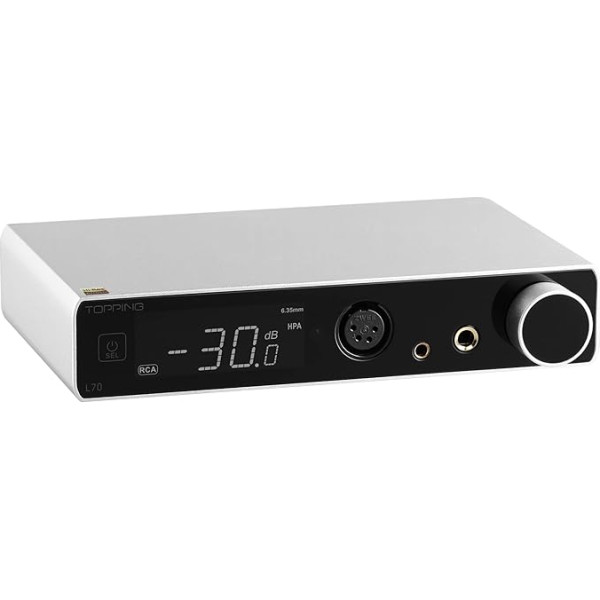 Topping L70 Полностью балансный усилитель для наушников NFCA - 4 Pin XLR/4.4mm Balanced / 6.35mm SE Headphone Jacks Amplifier 7500mW x 2 Output R2R Volume Control Preamp Silver