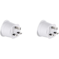 Electraline 70053 Туристический адаптер Франция/Европа - Великобритания 2 контакта Европа - 3 контакта Великобритания, белый (в упаковке 2 штуки)
