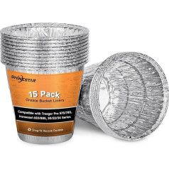 SHINESTAR 15 Pack Grease Bucket Liners for Traeger Pro 575/780, Ironwood 650/885, 20/22/34 Series, Disposable Aluminum Drip Bin, 5