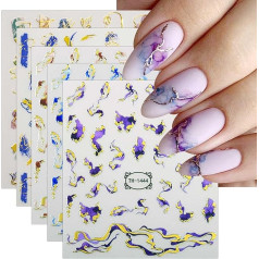 JMEOWIO наклейки для ногтей мраморный французский наконечник 8 листов наклейки для ногтей самоклеящиеся наклейки для ногтей украшения ногтей