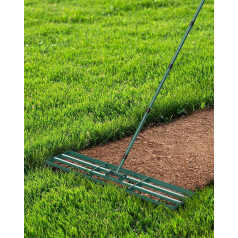 Скребок для газона 76 x 25 см, выравнивающие грабли, грабли для газона, широкая шлифовка, скребок для газона с ручкой 198 см, садовые грабли для д