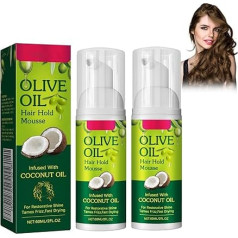 Упаковка из 2 пенок для укладки, фиксация с оливковым маслом, крем для создания локонов, пена для укладки волос, увлажнение, длительная укла