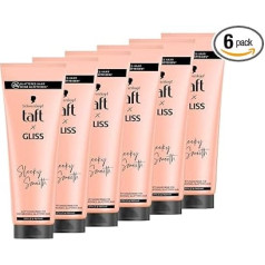 Taft x Gliss Sleeky Smooth Smoothing Cream (6 x 150 мл), Крем для укладки прямых волос без выпрямителей, с дополнительным феном и защитой от пушения