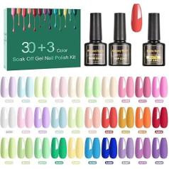 SINZONeu UV Gel Nagellack Set - 33x8ml UV/LED Gel, 30 Farben + Base/Top/Matt, Langlebig 30 Tage