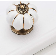 Мебель ручки Винтаж Античный эффект Мебель ручки Ручной росписью Керамическая тыква Дизайн Мебель ручки Ящик ручки Кухня ручки (10, белый)