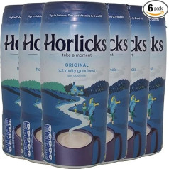 Horlicks Original Malt Milk Powder, смесь для напитков из Англии, без искусственных красителей, подсластителей и консервантов, 400 г (упаковка из 6)