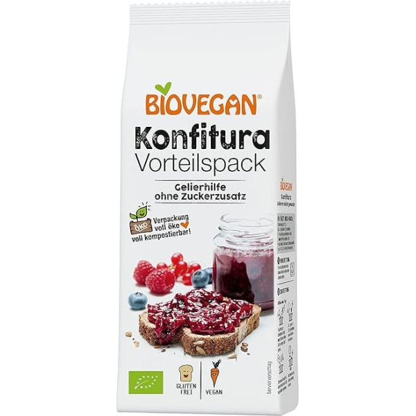 Biovegan Konfitura, желирующий агент органического качества без сахара, чистый растительный с агар-агаром, для джемов, фруктовых спредов и соусов, в