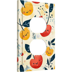 Милые вишневые фрукты крышки выключателя света / крышки розетки, желтые и красные настенные акценты для летнего украшения, мультяшный стил