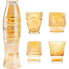 Hosoncovy Набор из 4 стаканов Складной стеклянный стакан Koi Fish Cup Water Cup Drinking Cup Tea Cup Coffee Cup Drinking Glasses Decorative Home Decoration Glass Humbler for Cocktails, Juice, Soft Drinks (Gold)