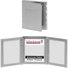 Silberkanne Travel Photo Frame Folding Frame 3 Photos 3 x 4 cm Premium Silver Plated Elegant Silver-Plated in Top Workmanship Ready to Give as Gift with Chic Gift Packaging