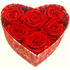 Genérico Eternal Rose Box в форме сердца с 12 сохраненными красными розами Романтическое украшение с бантом идеально подходит для Дня святого Валенти