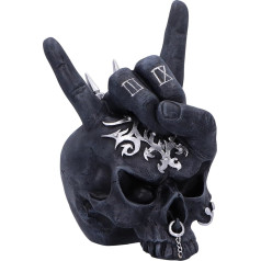 Nemesis Now Horns Up Rock on Hand Resin Skull Ornament, черный, 17,5 см