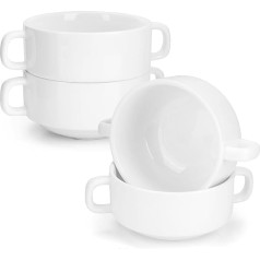 Суповые миски Aramanara с ручками, керамические миски для французского лукового супа, белые сервировочные миски для десерта, выпечки, пудинга, 