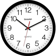 Sharp настенные часы черный бесшумный не тикает 14 дюймов высокое качество кварцевые на батарейках круглый легко читать дом кухня офис класс 