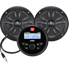 Водонепроницаемый Bluetooth морской стерео 2 x 6.5 черный динамик приемник на DAB+ радио для потоковой музыки на лодках гольф-каров ATV UTV и спа (DAB+)