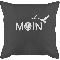 Подушка 50 x 50 см - Заявление с надписью - Moin Moin Hamburg Maritime North Sea Gift - 50 x 50 см - Серый - Подушка с надписью Boat Motif Cushion Saying Seagull Sofa Cushion Happy New Year