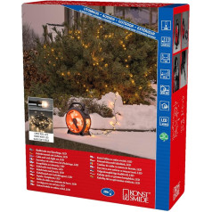 Konstsmide 3832-107 Micro LED Fairy Lights with Cable Reel, черный/красный, 200 теплых белых диодов, внешний трансформатор 30 В, 3,6 Вт, черный мягкий кабель