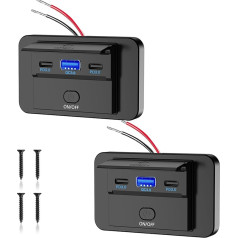 Thlevel USB C Socket 12V Charging Socket 78W Car Charger QC3.0 и Dual PD3.0 Mobile Phone Quick Charge Waterproof with Switch for 12V-24V Boat Motorhome Car