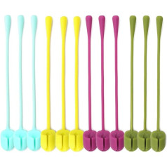 Feleph Набор из 12 силиконовых кабельных стяжек, многоцелевые стяжки, 140 мм, разноцветные кабельные органайзеры, многоразовые резиновые стяжки