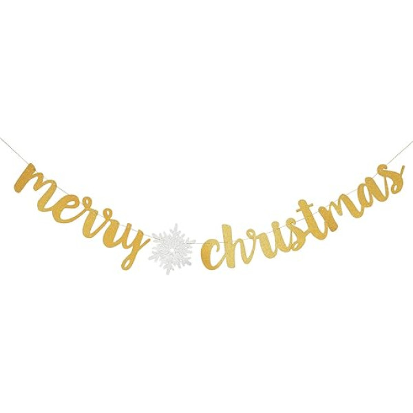 GotGala Веселое Рождество Баннер с золотым блеском Снежинка Гирлянда для Рождества Праздничные Украшения для вечеринок