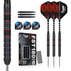Formula Sports 90% Tungsten Darts Set - 21g, 22g, 23g, 24g - Black Darts Metal Tip Set, Steel Tip Darts Sets with Dart Shafts, Dart Flights and Dart Barrels, Pop Darts Game Set