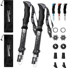YOVITAL 2 Pack Trekking Poles Folding Aluminum 7075 Adjustable Hiking Poles with Quick Release Fasteners Expandable to 134cm Ultralight Poles for Hiking Camping Mountain Hiking