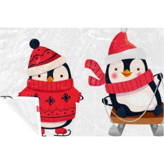 VAPOKF Зимнее спортивное одеяло с принтом пингвина, мягкое, теплое, уютное, для кровати, дивана, софы, пикника, кемпинга, пляжа, 150 x 100 см