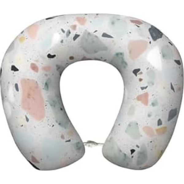 LHDGBWC Подушка для путешествий в самолете, Terrazzo Marble Pastel Memory Foam Neck Pillow, Removable Neck Support Pillow for Travel, Portable U-shaped Airplane Pillow for Sleeping, Nap