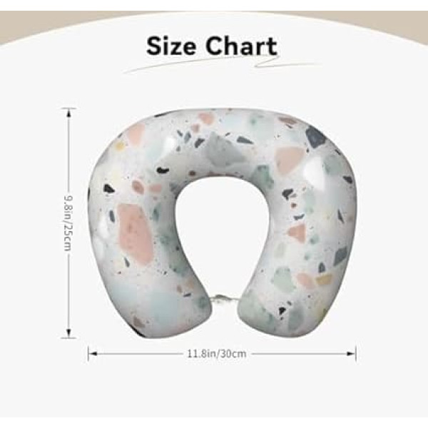 LHDGBWC Подушка для путешествий в самолете, Terrazzo Marble Pastel Memory Foam Neck Pillow, Removable Neck Support Pillow for Travel, Portable U-shaped Airplane Pillow for Sleeping, Nap