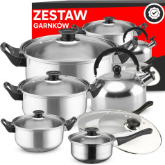 Retoo Набор кастрюль с крышками чайник сковорода GAS INDUCTION - 11 эл.