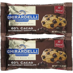 Ghirardelli Биттерсвит 60% какао чипсы для выпечки, 10 унций, упаковка из 2 штук