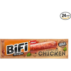 BiFi Chicken High Protein - Pack of 24 (24 x 20 g) - Высокобелковый снек из свинины с курицей - Идеально подходит для спорта и осознанного питания - 100% куриное мяс