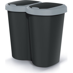 Контейнер для мусора Compacta B Duo, серый/черный, объем 40 л, одно отделение, две крышки, настенное исполнение, NDBS40-429U_S411