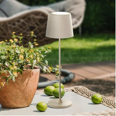 Lightbox Комплект из 2 светодиодных настольных ламп для использования в помещении и на улице, высота 37 см / 23 см, диаметр 10 см, бежевые настольные