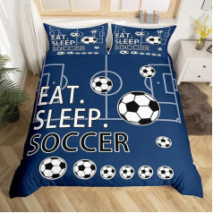 Homemissing Футбол Пододеяльник 220 х 240 см Мальчики Девочки Футбол Постельное Белье Дети Подростки Темно-синий Комплект Постельного Белья Игра