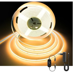 AXMOTUT COB светодиодная лента 10 м, теплый белый 2700 K 24 В 320 LEDs/M CRI90 светодиодная лента, диммируемая светодиодная лента с блоком питания, для украш